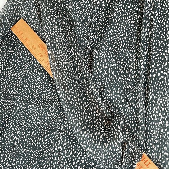 Joie Green Animal Print Short Dress Balloon Sleeve Womens SIZE XL Tunic Ditsy - Picture 12 of 13